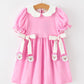 Christmas Girls Santa Bow Peter Pan Collar Dress