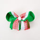 Christmas Red Lace Green Layered Bow Hair Clip 6.3 Inches
