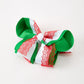 Christmas Red Lace Green Layered Bow Hair Clip 6.3 Inches
