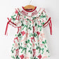 Christmas Girls Holly Jolly Bow Smocked Ruffle Dress