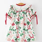 Christmas Girls Holly Jolly Bow Smocked Ruffle Dress