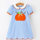 Fall Girls Plaid Pumpkin Appliqué Peter Pan Collar Dress