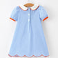 Fall Girls Plaid Pumpkin Appliqué Peter Pan Collar Dress