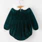 Baby Girls Emerald Green Velvet Peter Pan Collar Christmas Romper