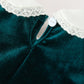 Baby Girls Emerald Green Velvet Peter Pan Collar Christmas Romper
