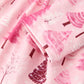 Christmas Tree Print Girls Pink Ruffle Long Sleeve Dress