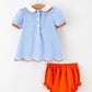 Fall Girls Pumpkin Appliqué Peter Pan Collar Bloomer Set