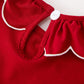 Girls Christmas Reindeer Smocked Red Bow Dress