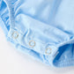 Christmas Nativity Embroidered Baby Boy Blue Smocked Romper