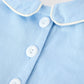 Christmas Nativity Embroidered Baby Boy Blue Smocked Romper