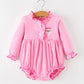 Baby Girls Christmas Santa Embroidered Ruffle Bubble Romper