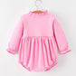 Baby Girls Christmas Santa Embroidered Ruffle Bubble Romper