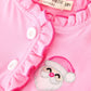 Baby Girls Christmas Santa Embroidered Ruffle Bubble Romper