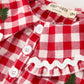 Christmas Tree Embroidered Red Plaid Baby Girls Ruffle Collar Romper