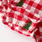 Christmas Tree Embroidered Red Plaid Baby Girls Ruffle Collar Romper