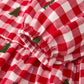 Christmas Tree Embroidered Plaid Girls Ruffle Collar Dress