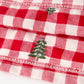 Christmas Tree Embroidered Plaid Girls Ruffle Collar Dress