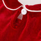 Christmas Velvet Baby Romper Smocked Embroidery Bow