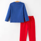 Christmas Santa Boys Blue Long Sleeve Shirt And Red Pants Set