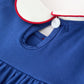 Christmas Santa Embroidery Blue Petal Collar Dress