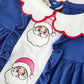 Christmas Santa Embroidery Girls Bloomer Set Peter Pan Collar