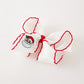Girls' Christmas Santa Embroidered 6.25" Hair Bow – White/Pink