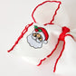 Girls' Christmas Santa Embroidered 6.25" Hair Bow – White/Pink