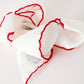 Girls' Christmas Santa Embroidered 6.25" Hair Bow – White/Pink