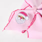 Girls' Christmas Santa Embroidered 6.25" Hair Bow – White/Pink