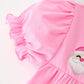 Christmas Santa Embroidery Girls Dress Ruffle Sleeve