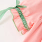 Christmas Baby Girls Pink Christmas Tree Embroidered Ruffle Romper