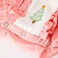 Christmas Baby Girls Pink Christmas Tree Embroidered Ruffle Romper
