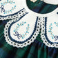 Christmas Girls Green & Navy Plaid Embroidered Collar Dress