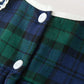 Christmas Girls Green & Navy Plaid Embroidered Collar Dress