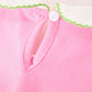 Girls Christmas Pink Bow & Christmas Tree Peter Pan Collar Dress
