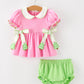 Baby Girls Christmas Pink Bow Christmas Tree Top & Bloomer Set