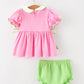Baby Girls Christmas Pink Bow Christmas Tree Top & Bloomer Set