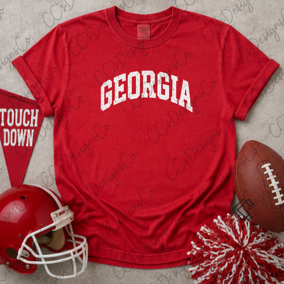 Georgia Shirt, Georgia Game Day Shirt, Red Football Tee, Distressed Collegiate Shirt, Georgia Football Shirt, Southern Game Day Tee