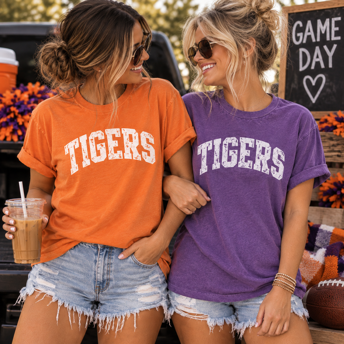 Tigers Shirt, Orange Game Day Shirt, Purple Football Tee, Comfort Colors Shirt, Distressed Tigers Tee, Collegiate Game Day Shirt