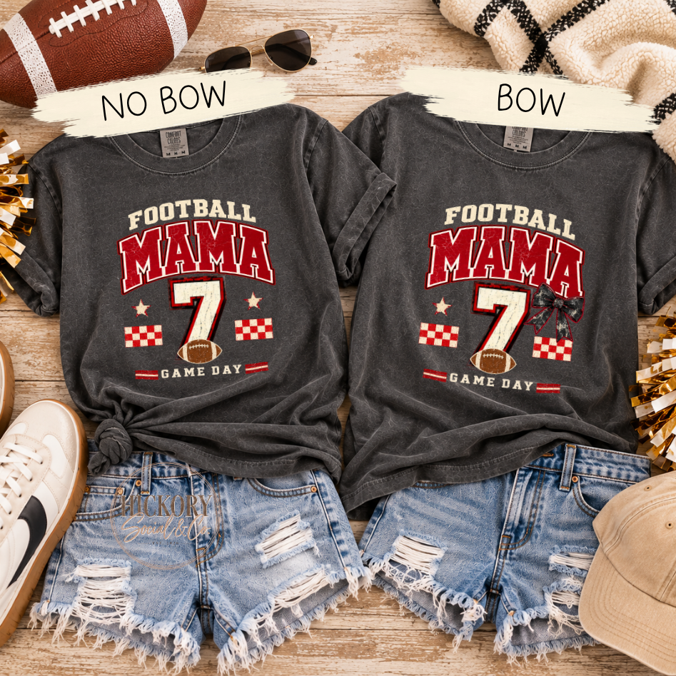 Personalized Football Mama Shirt | Custom Team Color Football Mom Tee | Custom Jersey Number Shirt | Football Mama Tee | Game Day Mom Shirt