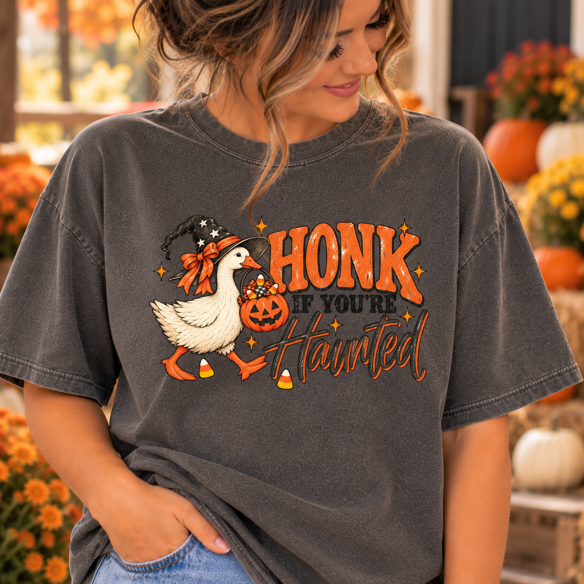 Honk If You're Haunted Shirt | Funny Halloween Shirt | Ghost Halloween Tee | Kids Halloween Shirt | Comfort Colors Halloween Tee | Spooky