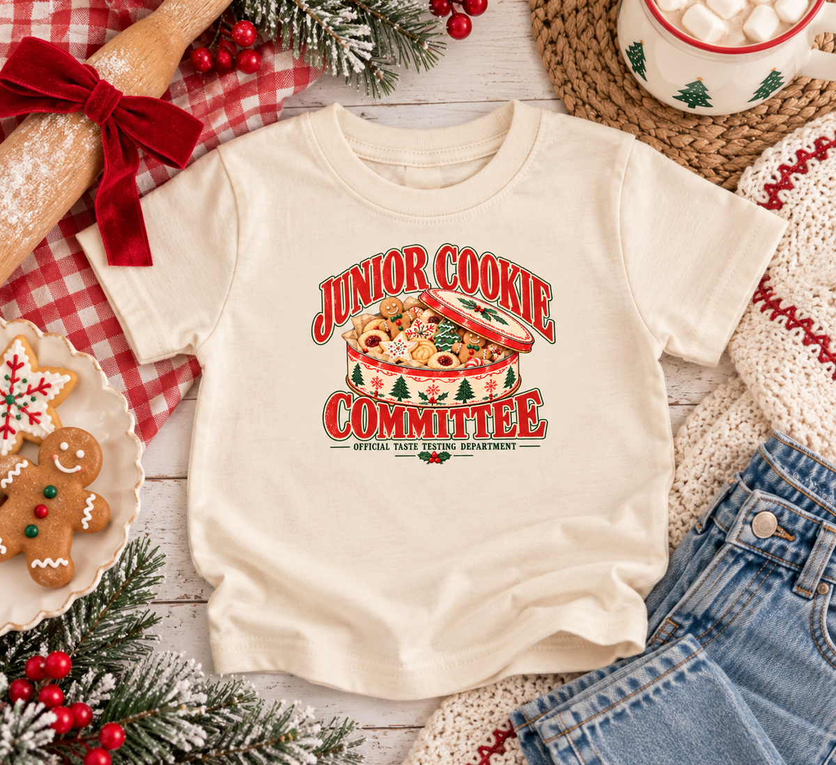 Junior Cookie Committee Youth Shirt | Christmas Kids Tee