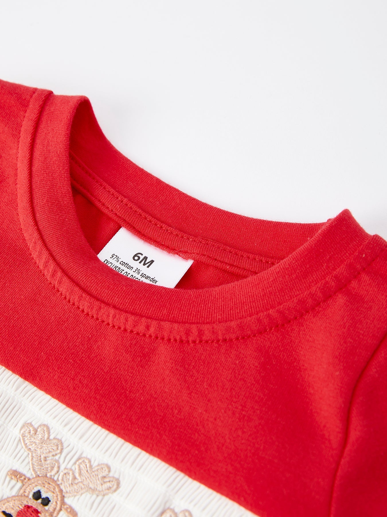 Christmas Red Smocking Reindeer Embroidery Boys Romper