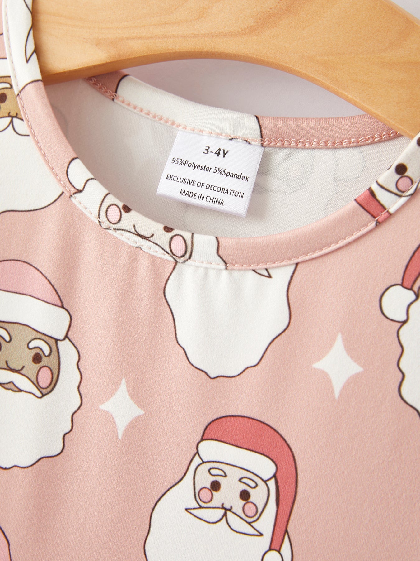 Girls Christmas Santa Print Stripe Dress 2-piece Set