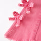 Girls Pink Bow Flared Elastic Denim Pants