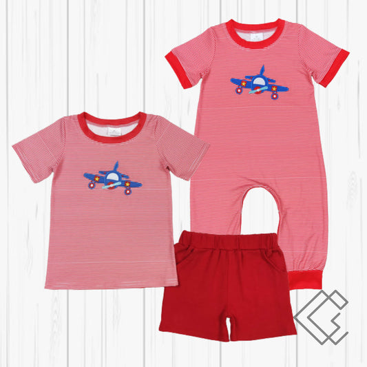 Striped Airplane Matching Sibling Sets