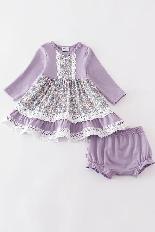 RTS Purple Floral Bummie Set