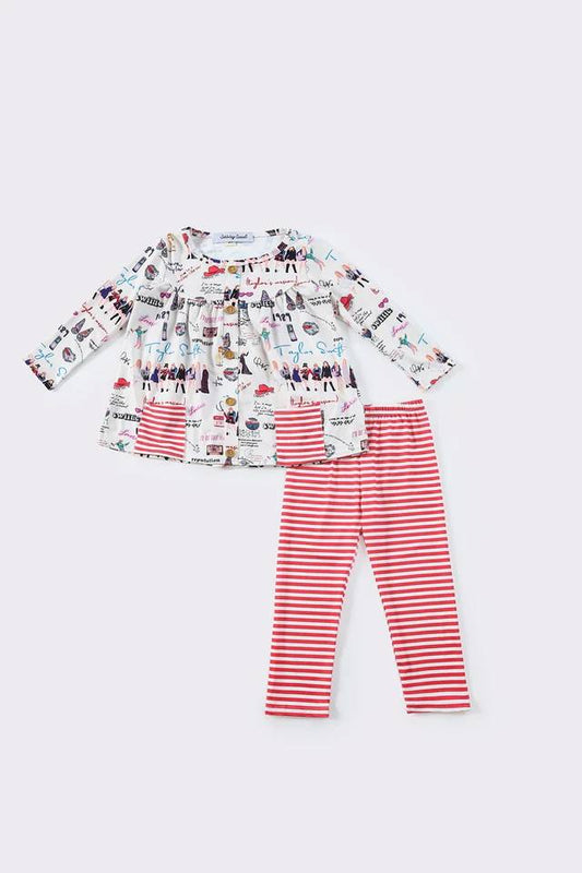 RTS Singer Striped Leggings Set