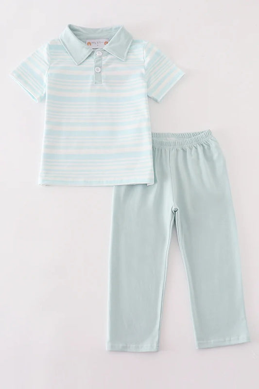 RTS Green Striped Pants Set