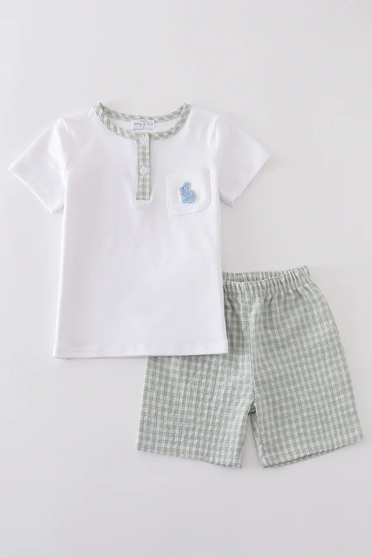RTS French Knot Easter Bunny Shorts Set